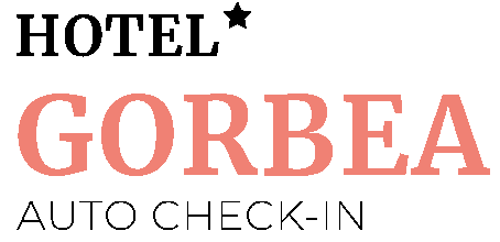Texto que dice &ldquo;GORBEA&rdquo; en letras grandes color rosa.